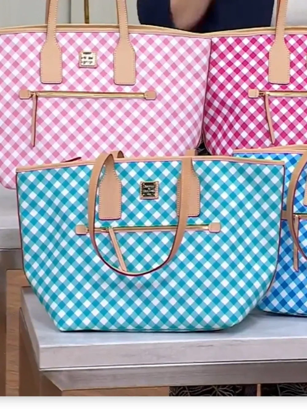 Dooney & Bourke Coated Cotton Gingham Large Tote